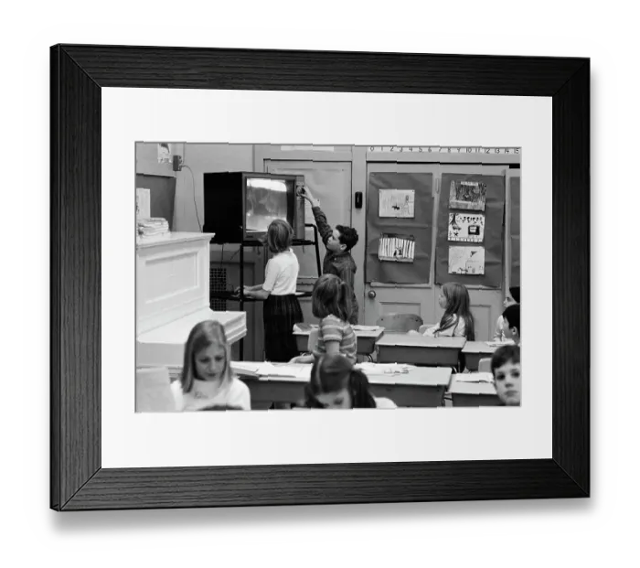 Framed Print : Children In Clasroom Watching Television Framed Print : Children In Clasroom Watching Television