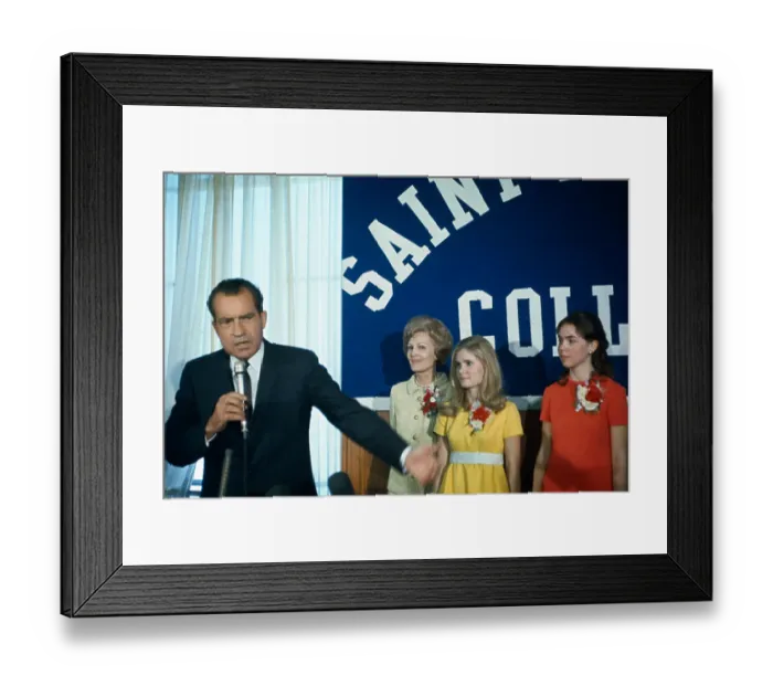 Framed Print : Richard Nixon and Family Greeting Supporters