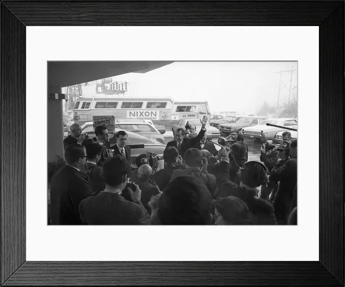 Framed Print : Richard M. Nixon Waving to Crowd Framed Print : Richard M. Nixon Waving to Crowd