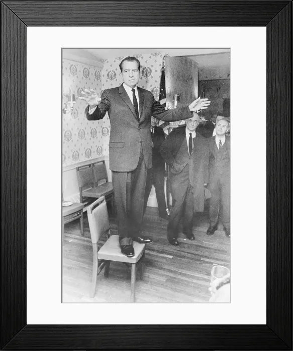 Framed Print : Nixon Standing on Chair Framed Print : Nixon Standing on Chair