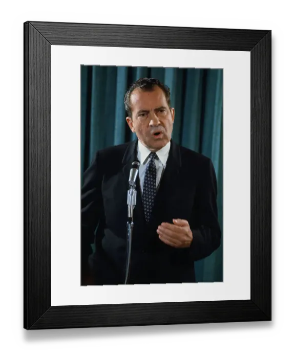 Framed Print : Richard Nixon Speaking to the Press Framed Print : Richard Nixon Speaking to the Press