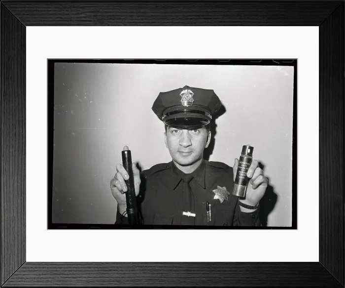 Framed Print : Policeman with New Type of Mace Framed Print : Policeman with New Type of Mace