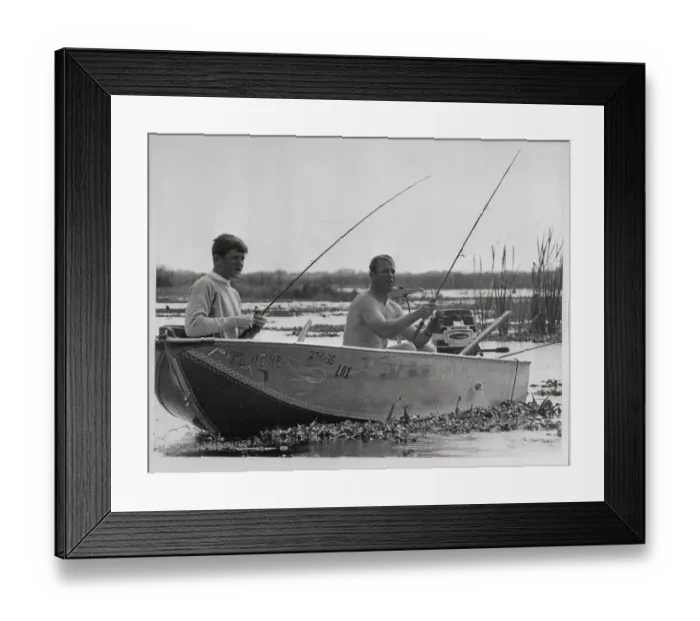 Framed Print : Mickey Mantle Fishing with Son Framed Print : Mickey Mantle Fishing with Son