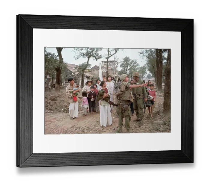 Framed Print : Civilians with Marines During Battle of Hue Framed Print : Civilians with Marines During Battle of Hue