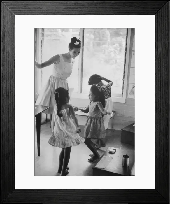 Framed Print : Teacher with Three Students in Classroom Framed Print : Teacher with Three Students in Classroom