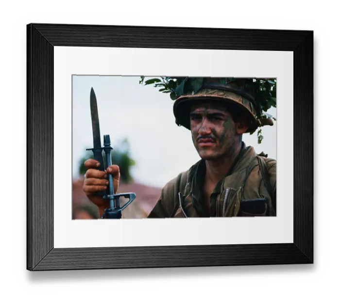 Framed Print : Camouflaged Marine with Bayonet Framed Print : Camouflaged Marine with Bayonet