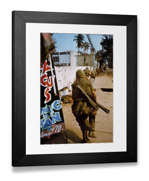 Framed Print : Marines Charging Down Street