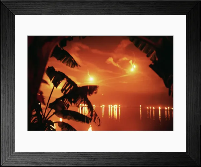 Framed Print : US Planes Dropping Flares over Da Nang Waterfront Framed Print : US Planes Dropping Flares over Da Nang Waterfront