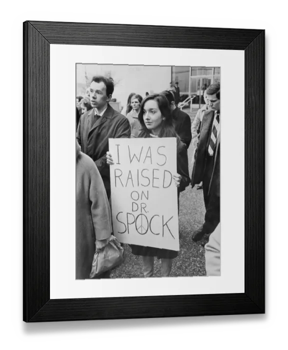 Framed Print : Protester Holding Sign for Dr. Benjamin Spock Framed Print : Protester Holding Sign for Dr. Benjamin Spock