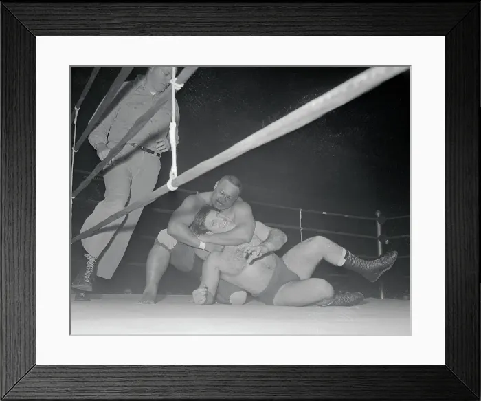 Framed Print : Men Wrestling by the Ropes Framed Print : Men Wrestling by the Ropes