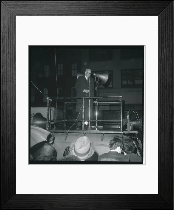 Framed Print : Dr. Benjamin Spock Speaking from Stage