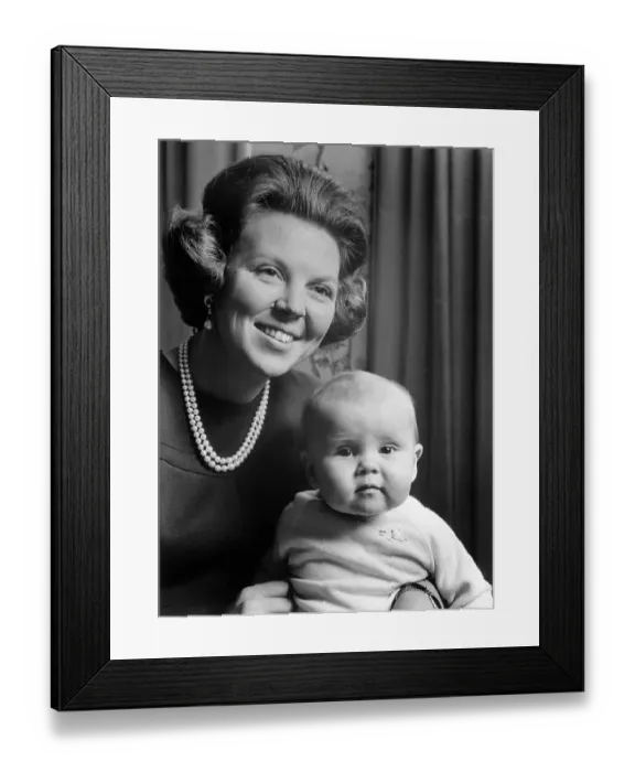 Framed Print : Queen Beatrix of the Netherlands Holding her Son Framed Print : Queen Beatrix of the Netherlands Holding her Son