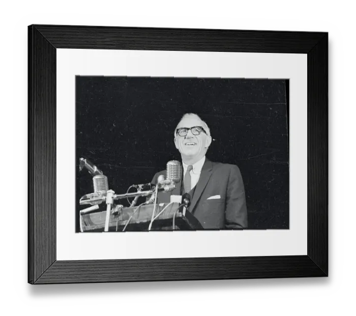 Framed Print : Smiling Dr. Benjamin Spock Speaking Framed Print : Smiling Dr. Benjamin Spock Speaking