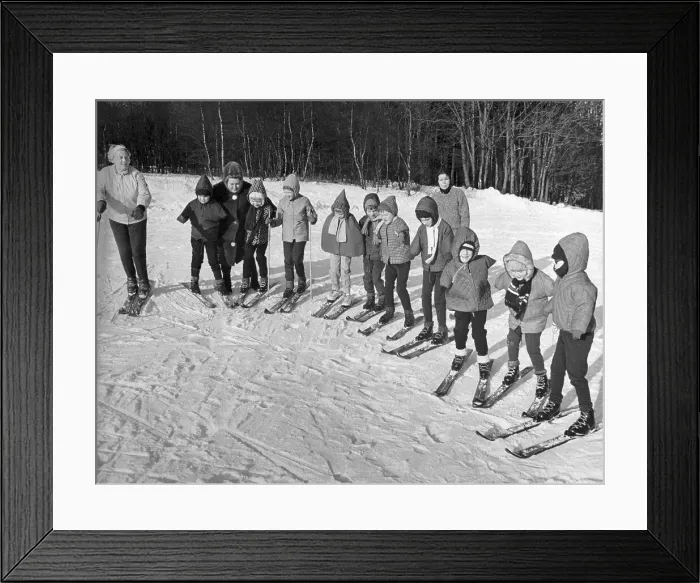 Framed Print : Group of Youngsters Learning to Ski