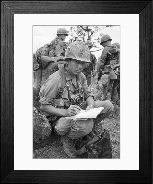 Framed Print : Rikio Imajo in Vietnam, Writing Framed Print : Rikio Imajo in Vietnam, Writing