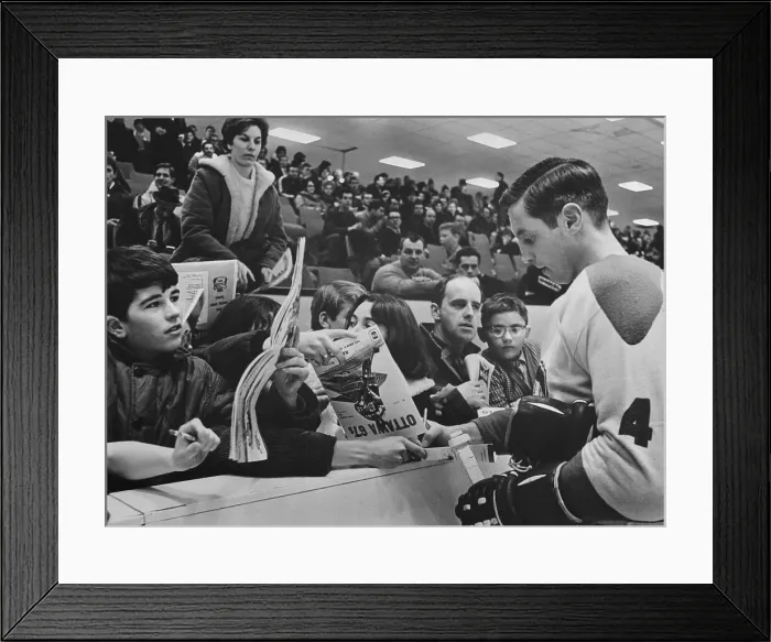 Framed Print : Jean Beliveau with Fans on the Sideline Framed Print : Jean Beliveau with Fans on the Sideline