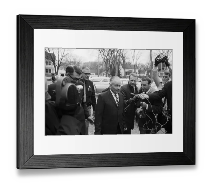 Framed Print : Ed Gein With Police And Reporters Framed Print : Ed Gein With Police And Reporters