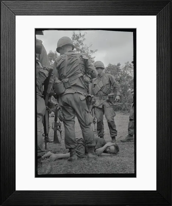 Framed Print : Soldiers Interrogating Viet Cong Suspect Framed Print : Soldiers Interrogating Viet Cong Suspect