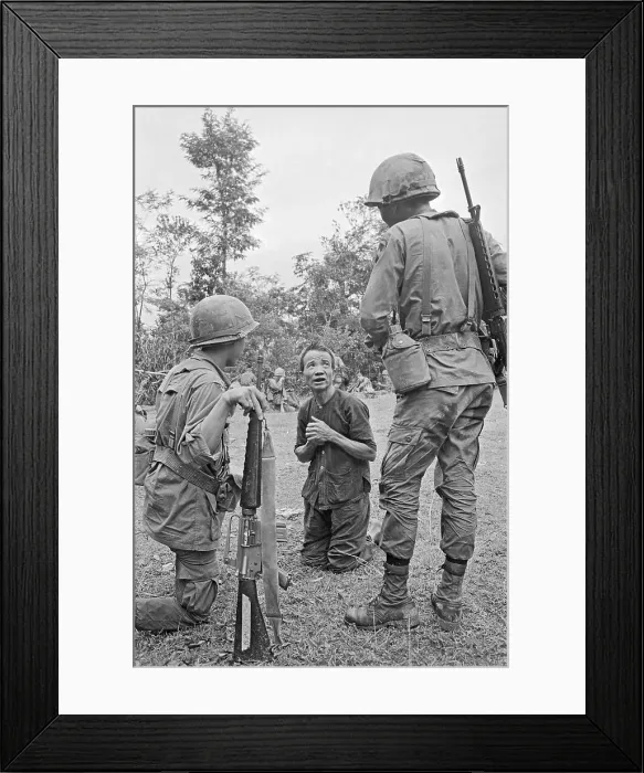 Framed Print : Viet Cong Suspect with Hands in Air Framed Print : Viet Cong Suspect with Hands in Air