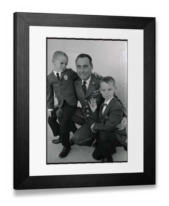 Framed Print : Pilot and Sons Posing in Photograph Framed Print : Pilot and Sons Posing in Photograph
