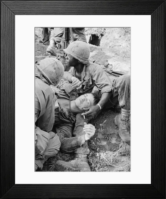 Framed Print : Soldier Cradling Injured Comrade's Head Framed Print : Soldier Cradling Injured Comrade's Head