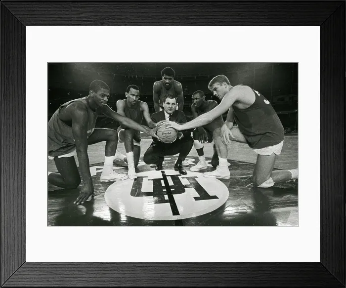 Framed Print : University Basketball Team with Coach Framed Print : University Basketball Team with Coach