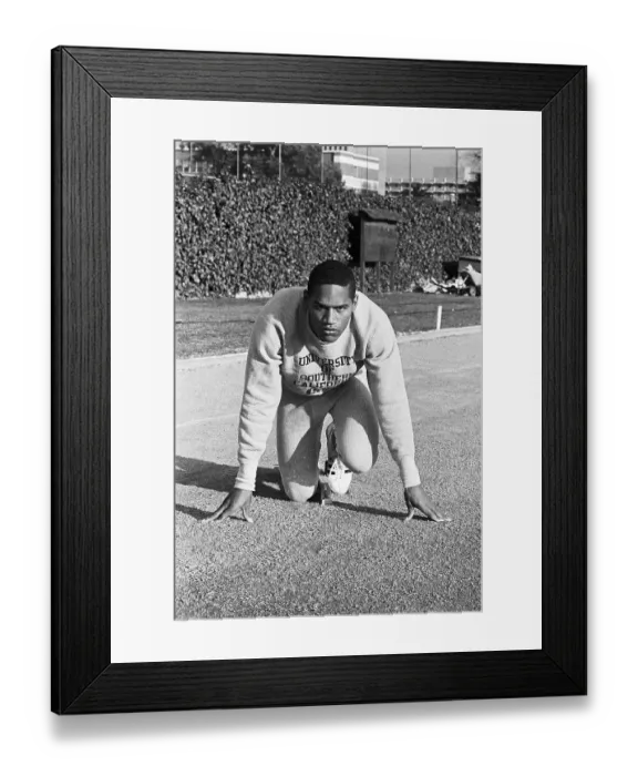 Framed Print : O.J. Simpson Getting Set for Race Framed Print : O.J. Simpson Getting Set for Race