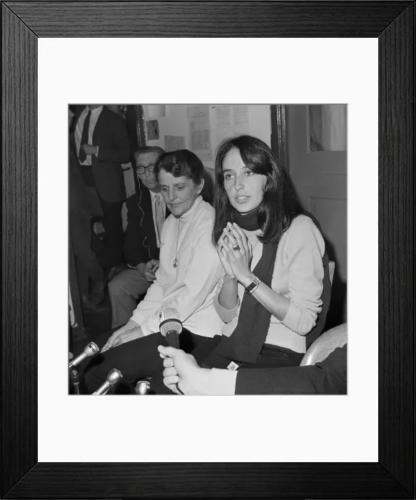 Framed Print : Joan Baez and Mother At Press Conference Framed Print : Joan Baez and Mother At Press Conference
