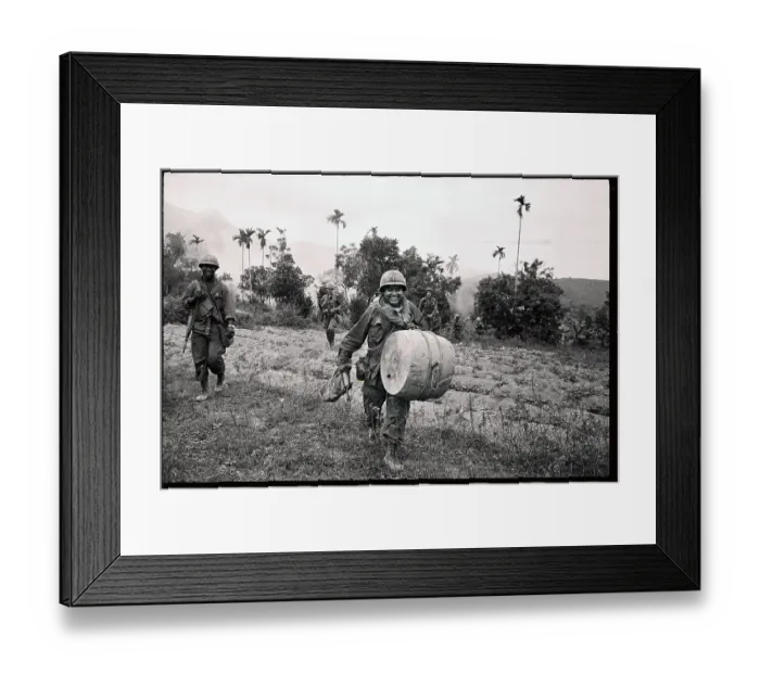Framed Print : Soldier Carrying Drum as Spoils of War Framed Print : Soldier Carrying Drum as Spoils of War