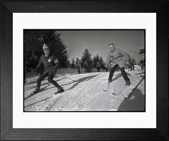 Framed Print : George Romney Skiing on Ski Slopes Framed Print : George Romney Skiing on Ski Slopes