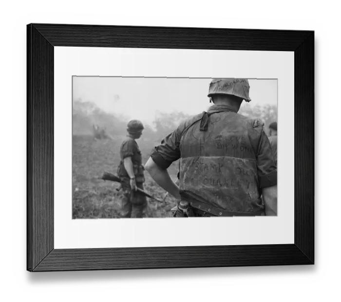 Framed Print : US Marine with Slogans on Jacket Framed Print : US Marine with Slogans on Jacket