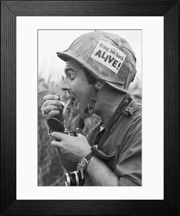 Framed Print : US Marine with Slogan on Hat Framed Print : US Marine with Slogan on Hat