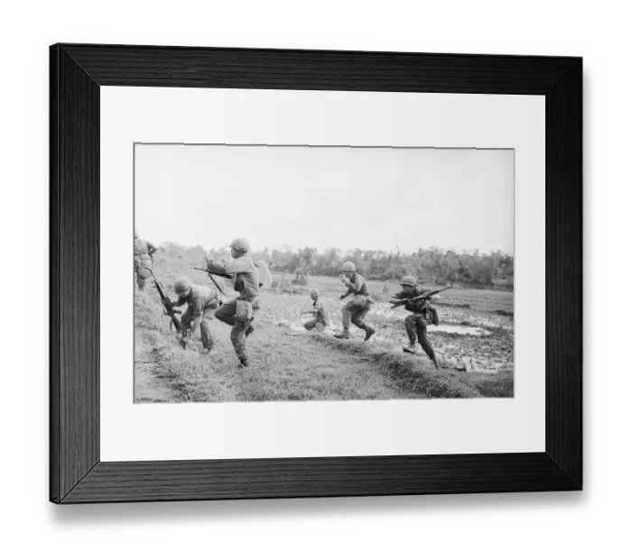 Framed Print : Soldiers Running for Cover Framed Print : Soldiers Running for Cover