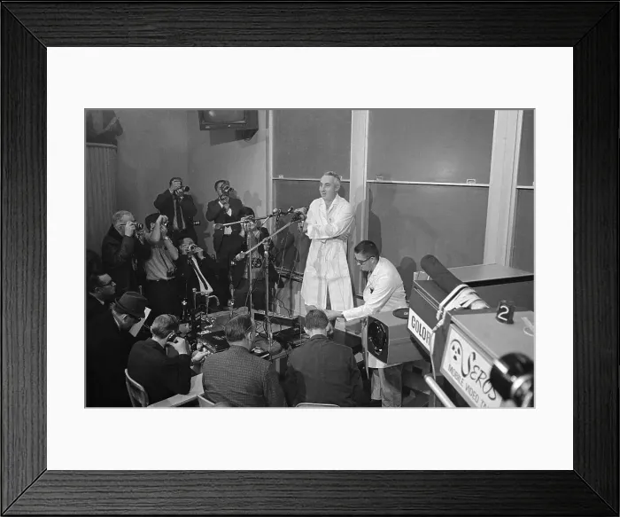 Framed Print : Dr. Norman Shumway at Press Conference Framed Print : Dr. Norman Shumway at Press Conference