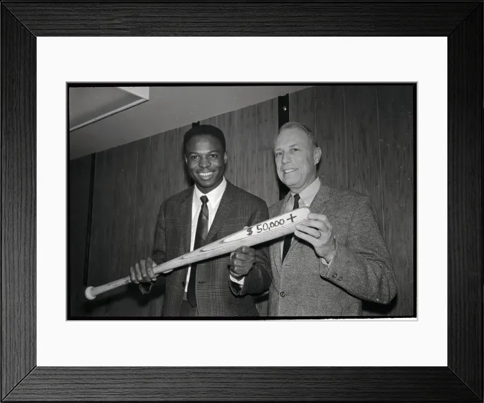 Framed Print : Baseball Player and Manager Holding Bat Framed Print : Baseball Player and Manager Holding Bat