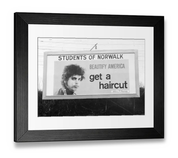 Framed Print : Billboard Showing Long-Haired Boy Framed Print : Billboard Showing Long-Haired Boy