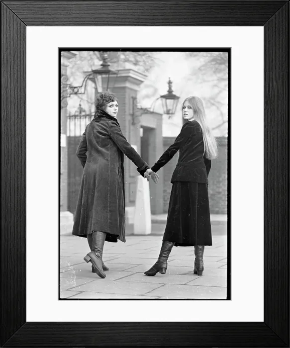 Framed Print : Sally Bryant and Hillary Payne Modeling Long Hem Skirts Framed Print : Sally Bryant and Hillary Payne Modeling Long Hem Skirts