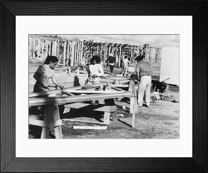 Framed Print : Rural Families Work Together to Build Homes Framed Print : Rural Families Work Together to Build Homes