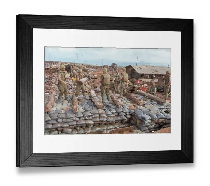Framed Print : Marines Stack Sandbags Outside Bunker Framed Print : Marines Stack Sandbags Outside Bunker