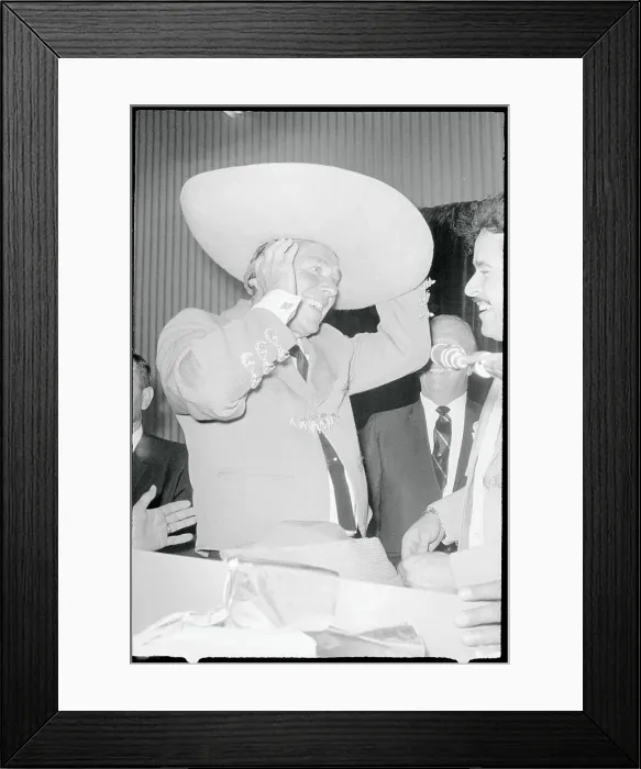 Framed Print : Ronald Reagan Wearing a Sombrero Framed Print : Ronald Reagan Wearing a Sombrero