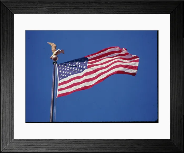 Framed Print : American Flag Flying in Front of State Department Framed Print : American Flag Flying in Front of State Department