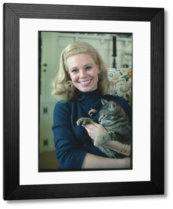 Framed Print : Actress Betsy Palmer and Her Cat