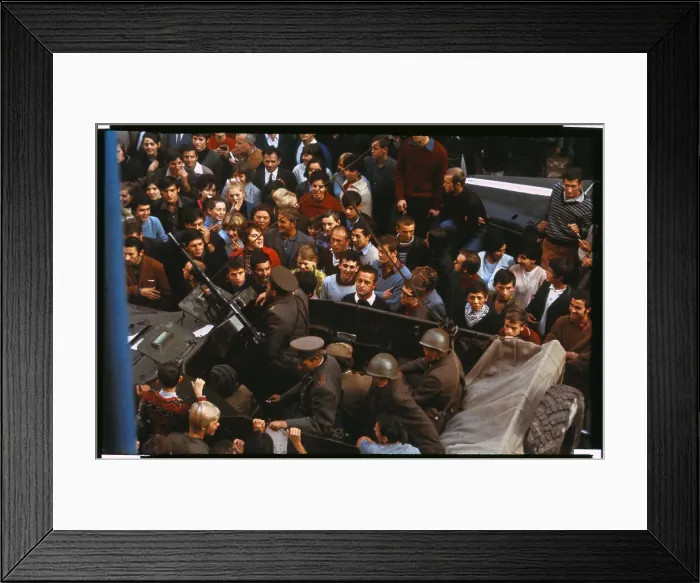 Framed Print : Czech Students Yelling at Soviet Military Framed Print : Czech Students Yelling at Soviet Military