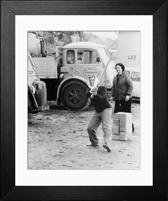 Framed Print : Katharine Hepburn Playing Cricket