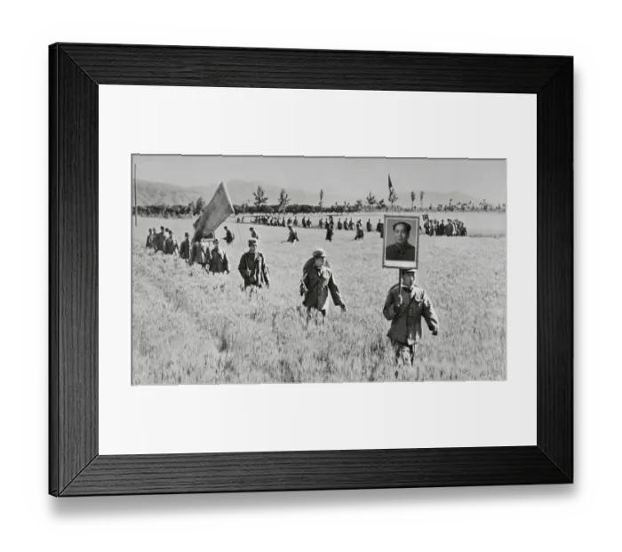 Framed Print : Men Carrying Placards of Chairman Mao Walking in Field Framed Print : Men Carrying Placards of Chairman Mao Walking in Field