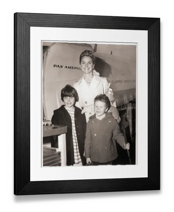 Framed Print : Lee Remick and Children Board Airplane Framed Print : Lee Remick and Children Board Airplane