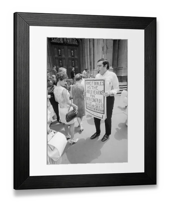 Framed Print : Bill Baird Holding Sign with Demonstrators Framed Print : Bill Baird Holding Sign with Demonstrators