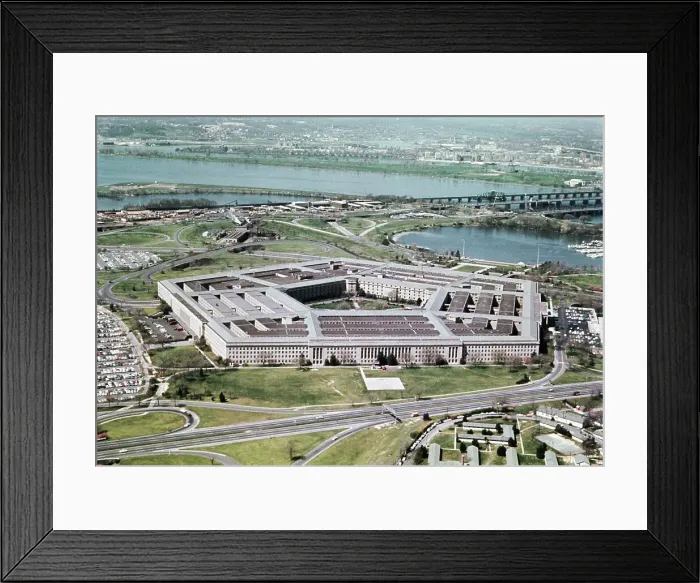Framed Print : Pentagon. (Original Caption) 1968-Washington, DC: Exterior aerial view of the Pentagon Framed Print : Pentagon. (Original Caption) 1968-Washington, DC: Exterior aerial view of the Pentagon