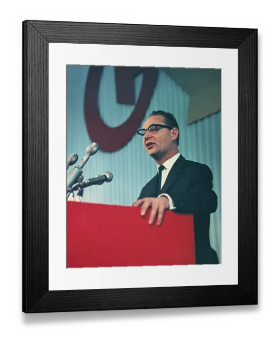 Framed Print : Alexander Dubcek Speaking at Podium