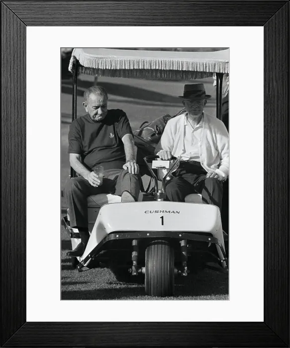 Framed Print : Lyndon Johnson and Dwight Eisenhower Riding in Golf Cart Framed Print : Lyndon Johnson and Dwight Eisenhower Riding in Golf Cart